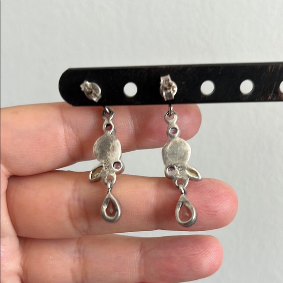 Elegant Silver and Purple Drop Earrings - Picture 3 of 3